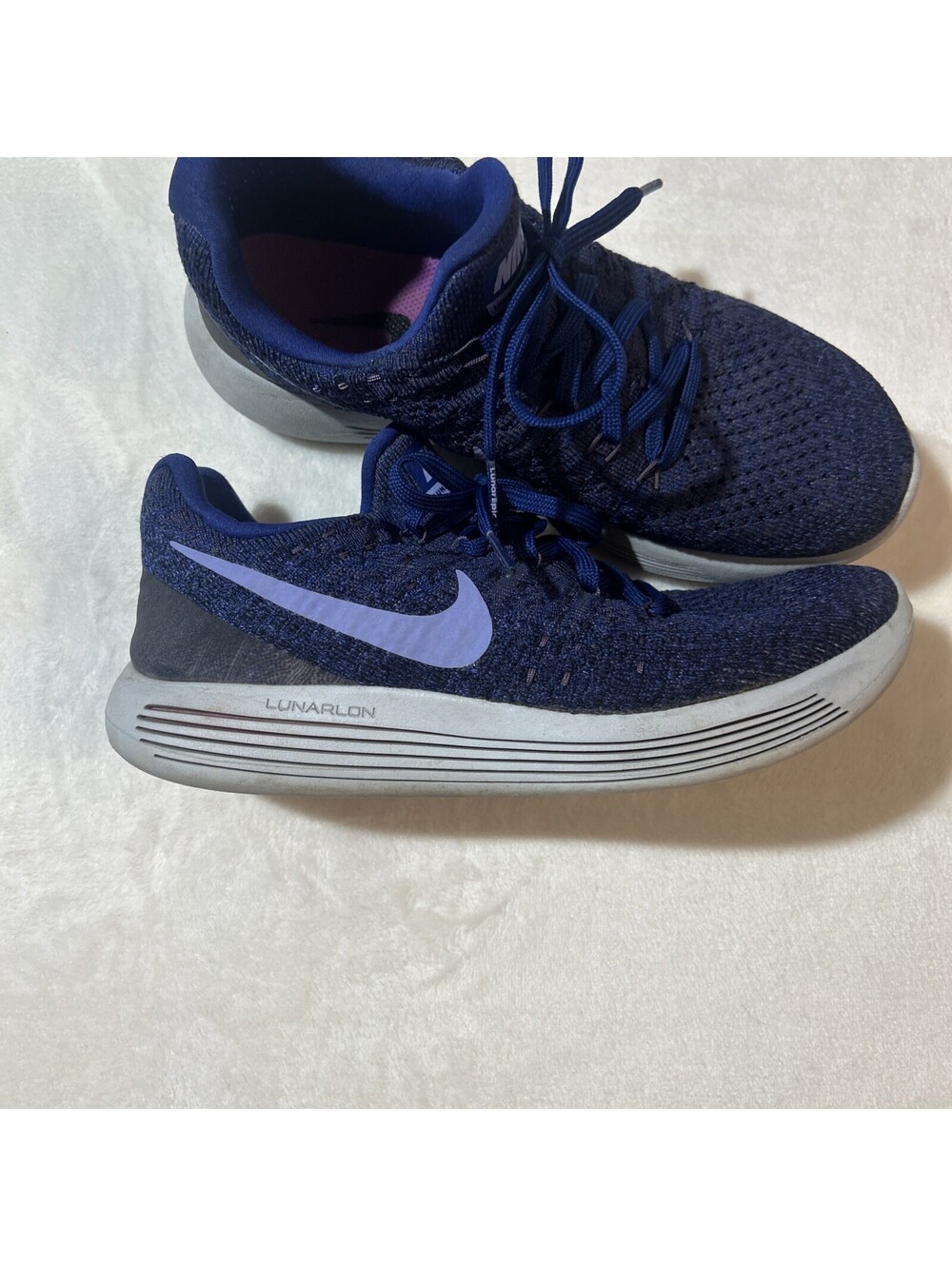 Nike Lunarepic Low Flyknit 2 Running Shoes Womens Sz 7.5 Blue 863780-501